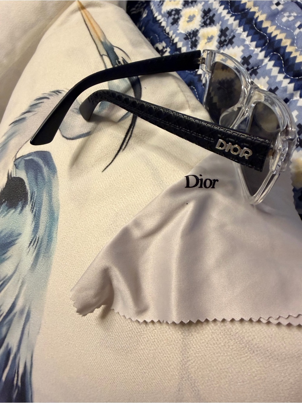 Designer Fashioned Clear Frame Sunglasses with Gray Lenses